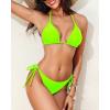 imageHolipick Two Piece Triangle Bikini Sets for Women String Bathing Suit Halter Top with Side Tie Bikini BottomNeon Green