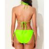 imageHolipick Two Piece Triangle Bikini Sets for Women String Bathing Suit Halter Top with Side Tie Bikini BottomNeon Green