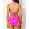 imageHolipick Two Piece Triangle Bikini Sets for Women String Bathing Suit Halter Top with Side Tie Bikini BottomNeon Pink