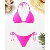 imageHolipick Two Piece Triangle Bikini Sets for Women String Bathing Suit Halter Top with Side Tie Bikini BottomNeon Pink