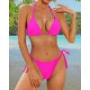 imageHolipick Two Piece Triangle Bikini Sets for Women String Bathing Suit Halter Top with Side Tie Bikini BottomNeon Pink