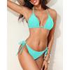 imageHolipick Two Piece Triangle Bikini Sets for Women String Bathing Suit Halter Top with Side Tie Bikini BottomTurquoise