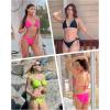 imageHolipick Two Piece Triangle Bikini Sets for Women String Bathing Suit Halter Top with Side Tie Bikini BottomWhite