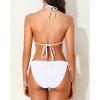 imageHolipick Two Piece Triangle Bikini Sets for Women String Bathing Suit Halter Top with Side Tie Bikini BottomWhite