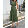imageHolipick Casual Summer Dresses Women  Flutter Sleeves Crew Neck Smocked High Waist Tiered ALine Midi DressArmy Green