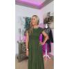 imageHolipick Casual Summer Dresses Women  Flutter Sleeves Crew Neck Smocked High Waist Tiered ALine Midi DressArmy Green