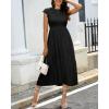 imageHolipick Casual Summer Dresses Women  Flutter Sleeves Crew Neck Smocked High Waist Tiered ALine Midi DressBlack