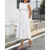 imageHolipick Casual Summer Dresses Women  Flutter Sleeves Crew Neck Smocked High Waist Tiered ALine Midi DressWhite