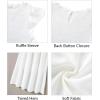 imageHolipick Casual Summer Dresses Women  Flutter Sleeves Crew Neck Smocked High Waist Tiered ALine Midi DressWhite