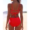 imageHolipick Women Two Piece High Waisted Bikini Set Tummy Control Bathing Suit Full Coverage SwimsuitRed