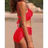 imageHolipick Women Two Piece High Waisted Bikini Set Tummy Control Bathing Suit Full Coverage SwimsuitRed