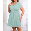 imageHolipick Womens Plus Size Summer Dresses for Women Casual Dress with Pockets ALine Swing Button Down Sleeveless V NeckGreen Short Sleeve
