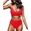 imageHolipick Women Two Piece High Waisted Bikini Set Tummy Control Bathing Suit Full Coverage SwimsuitRed