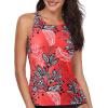 imageHolipick High Neck Tankini Top Bathing Suit Tops for Women Tummy Control Tank Tops SwimsuitsRedBlackWhite