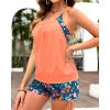 imageHolipick Tankini Swimsuits Two Piece Tummy Control Bathing Suits Blouson Swim Tank Top with Boy ShortsOrange Floral