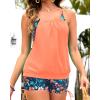 imageHolipick Tankini Swimsuits Two Piece Tummy Control Bathing Suits Blouson Swim Tank Top with Boy ShortsOrange Floral