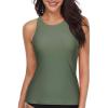 imageHolipick High Neck Tankini Top Bathing Suit Tops for Women Tummy Control Tank Tops SwimsuitsArmy Green