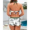 imageHolipick Two Piece Bathing Suit with Shorts for Women Push Up Bikini Swimsuit Set with Boy ShortGreen Palm Tree