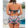 imageHolipick Two Piece Bathing Suit with Shorts for Women Push Up Bikini Swimsuit Set with Boy ShortTeal Flower