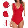 imageHolipick Women Ruffle V Neck One Piece Swimsuit Tummy Control Bathing Suit Full Coverage Swimwear