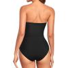 imageHolipick Women Strapless Bandeau One Piece Swimsuits Sexy Mesh Cutout Bathing Suits Tummy Control SwimwearBlack With Gold