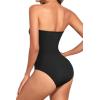 imageHolipick Women Strapless Bandeau One Piece Swimsuits Sexy Mesh Cutout Bathing Suits Tummy Control SwimwearBlack With Gold