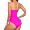 imageHolipick Women Strapless Bandeau One Piece Swimsuits Sexy Mesh Cutout Bathing Suits Tummy Control SwimwearHot Pink 1