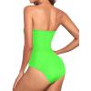 imageHolipick Women Strapless Bandeau One Piece Swimsuits Sexy Mesh Cutout Bathing Suits Tummy Control SwimwearNeon Green