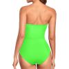 imageHolipick Women Strapless Bandeau One Piece Swimsuits Sexy Mesh Cutout Bathing Suits Tummy Control SwimwearNeon Green
