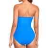 imageHolipick Women Strapless Bandeau One Piece Swimsuits Sexy Mesh Cutout Bathing Suits Tummy Control SwimwearNew Blue