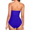 imageHolipick Women Strapless Bandeau One Piece Swimsuits Sexy Mesh Cutout Bathing Suits Tummy Control SwimwearRoyal Blue 1