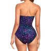 imageHolipick Women Strapless Bandeau One Piece Swimsuits Sexy Mesh Cutout Bathing Suits Tummy Control SwimwearStarry Sky