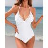 imageHolipick Women Tummy Control One Piece Swimsuit Sexy Bathing Suit Halter SwimwearWhite