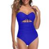 imageHolipick Women Tummy Control One Piece Swimsuits Strapless Bandeau Bathing Suits Ruched Slimming SwimwearRoyal Blue