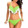 imageHolipick Women Two Piece Swimsuit Push Up Underwire Bikini Sets Sexy Bathing Suits Ruffle Bikini Top with Bottom Teen GirlsFluorescent Green