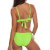 imageHolipick Women Two Piece Swimsuit Push Up Underwire Bikini Sets Sexy Bathing Suits Ruffle Bikini Top with Bottom Teen GirlsFluorescent Green