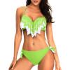 imageHolipick Women Two Piece Swimsuit Push Up Underwire Bikini Sets Sexy Bathing Suits Ruffle Bikini Top with Bottom Teen GirlsFluorescent Green
