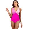 imageHolipick Women Tummy Control One Piece Swimsuit  Push Up Bathing Suit Full Coverage Slimming SwimwearRose Pink