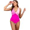 imageHolipick Women Tummy Control One Piece Swimsuit  Push Up Bathing Suit Full Coverage Slimming SwimwearRose Pink