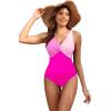 imageHolipick Women Tummy Control One Piece Swimsuit  Push Up Bathing Suit Full Coverage Slimming SwimwearRose Pink