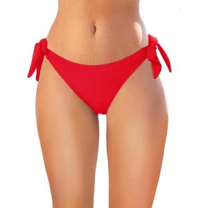 imageHolipick Bikini Bottoms for Women String Swim Bottom Adjustable Side Tie Bikini Bottom Low Rise Swimsuit BottomSolid Red