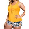 imageHolipick Two Piece Plus Size Tankini Swimsuits for Women Tummy Control Bathing Suits Athletic Tankini Top with Boy Shorts