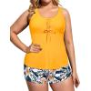 imageHolipick Two Piece Plus Size Tankini Swimsuits for Women Tummy Control Bathing Suits Athletic Tankini Top with Boy Shorts