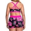 imageHolipick Women Plus Size 3 Piece Tankini SwimsuitsPink Floral