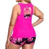 imageHolipick Women Plus Size 3 Piece Tankini SwimsuitsPink Floral