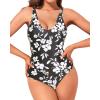 imageHolipick Women Sexy One Piece Swimsuits Strappy Bathing Suits Criss Cross Monokini Lace Up SwimwearWhite Floral2