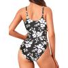 imageHolipick Women Sexy One Piece Swimsuits Strappy Bathing Suits Criss Cross Monokini Lace Up SwimwearWhite Floral2