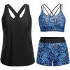 imageHolipick 3 Piece Tankini Swimsuits for Women Tummy Control Bathing Suits Swim Tank Top with Bra Boy Shorts Teen SwimwearBlue Paisley