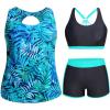 imageHolipick Women Plus Size 3 Piece Tankini SwimsuitsBlue Leaves