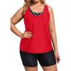 imageHolipick Women Plus Size 3 Piece Tankini SwimsuitsRed and Dot